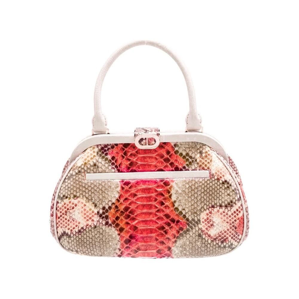 Rare Italian Python Top Handle Bag by Dee Ocleppo • Palm Beach Collection - Picture 2 of 16